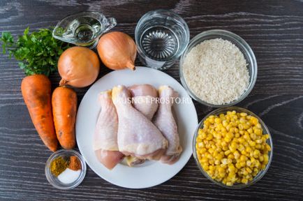 Рецепт курки з рисом і кукурудзою в духовці