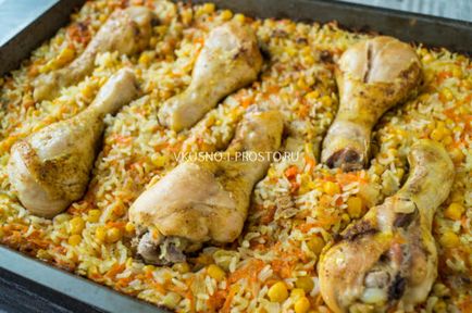 Рецепт курки з рисом і кукурудзою в духовці