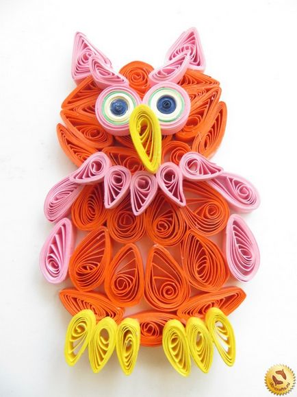 Owl quilling master class cu mâinile pe carte poștală, diagrama foto pentru începători