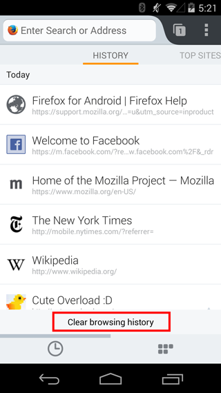 Ștergeți istoricul surfingului web și al altor date personale în Firefox pentru Android, cum să, de sprijin