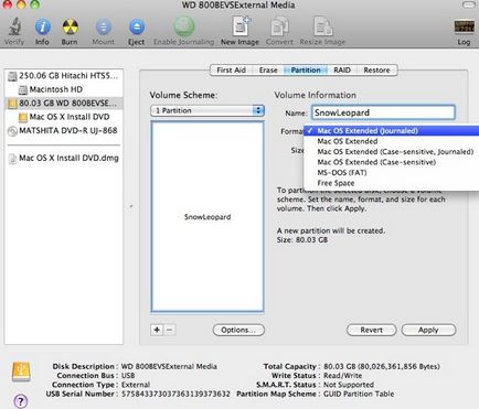 Instalați mac OS x leopard de zăpadă de la USB flash drive externe, card de memorie, hdd extern