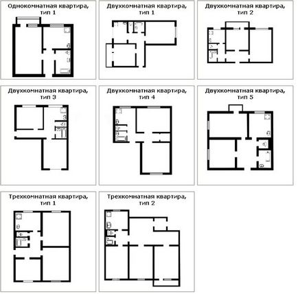 Az apartmanok típusai a sorozatot, és az építési típusú (nagy entryways) Az apartmanok típusai a sorozat és a szerkezet típusát