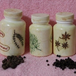 Spice üvegekbe kezüket decoupage „antik”, Domfront
