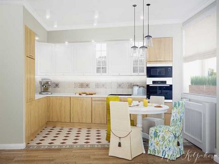 Varianta bugetară a designului unei camere de zi, combinată cu o bucătărie și șemineu decorativ