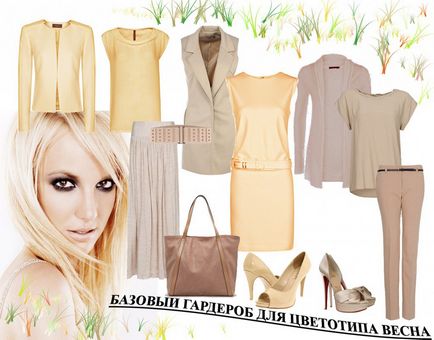 Tsvetotip tavasz természetes lágy és meleg kamrában tok alap, a színpaletta és ruházat (bázis) Tsvetotip természetes forrás puha és meleg, az alap kapszula szekrény, a paletta a színek és ruházat