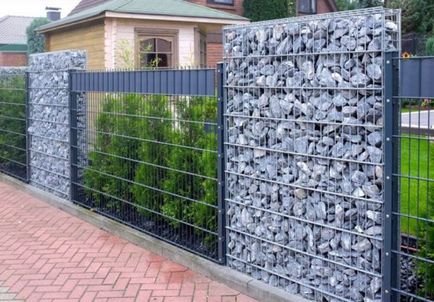 Gabionok kerttervezés fotók, kilátás, tervezési ötletek rekreációs területek termelésére táblák (gabion kezük lépésről lépésre a rács) Gabionok kerttervezés fotók, kilátás, tervezési ötletek üdülőterületen, ötlet a
