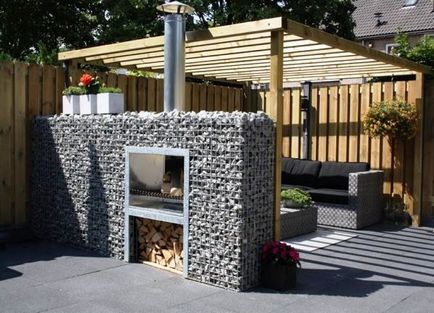 Gabionok kerttervezés fotók, kilátás, tervezési ötletek rekreációs területek termelésére táblák (kerttervezés Gabions) Gabionok kerttervezés fotók, kilátás, tervezési ötletek üdülőterületen, ötlet a