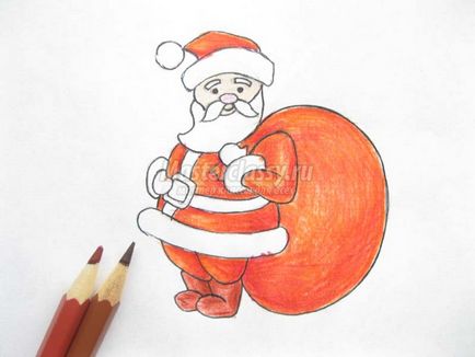 Як намалювати Діда Мороза кольоровими олівцями
