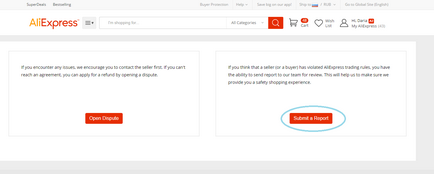 Cum să depuneți o plângere la vânzător pe aliexpress