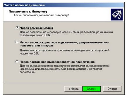 Hogyan hozzunk létre egy kapcsolatot 3g modem Operációs rendszer Windows XP