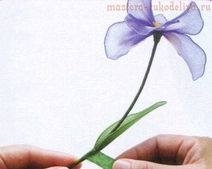 Maestru de clasă pe crearea de flori din buchet de nylon de iris