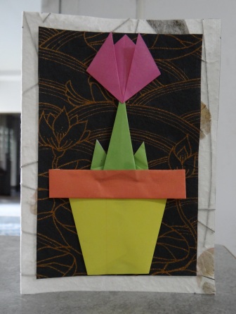 Carte poștală origami lalea, carte poștală