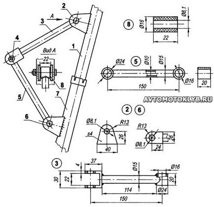 Un simplu snowmobile de schi cu roți pe pneumatice