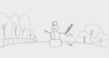 Малюнок зимові забави дітей олівцем