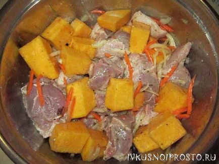 Dovleac cu carne - o reteta pas cu pas cu o fotografie, si gustoasa si simpla (carnea in cuptor) Dovleac cu carne - o reteta pas cu pas cu o fotografie, gustoasa si simpla