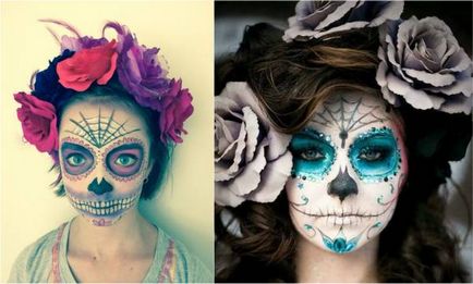 Яскравий макіяж «цукровий череп» на Хеллоуїн - простий і барвистий образ