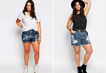Жіночі літні шорти для повних дівчат - джинсові, з завищеною талією, короткі, комбінезон,
