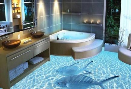 3D підлоги у ванній - 30 фото цікавих рішень