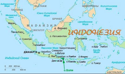Bali pe harta lumii în limba rusă