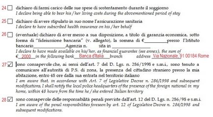 Viza de vizită în Italia prin documente de invitație și completarea eșantionului