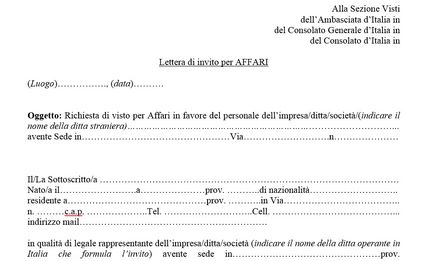 Viza de vizită în Italia prin documente de invitație și completarea eșantionului