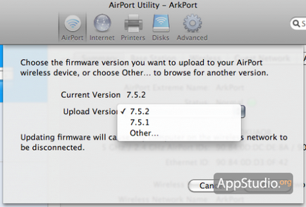 Cum se anulează firmware-ul pe proiectul Apple Access Points appstudio