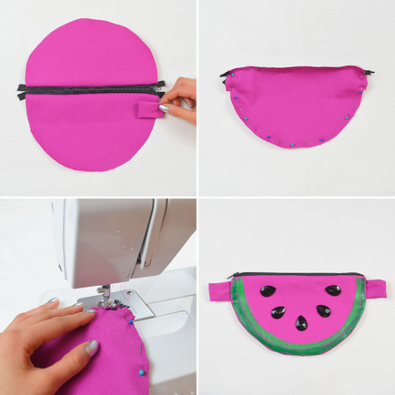 Hogyan készítsünk egy nyári táska görögdinnye saját kezűleg - a mester osztály és képek