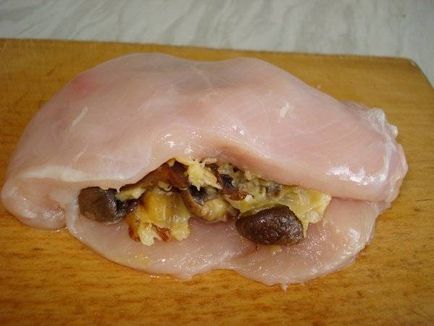 Töltött csirkemell gombával - lépésről lépésre recept fotók
