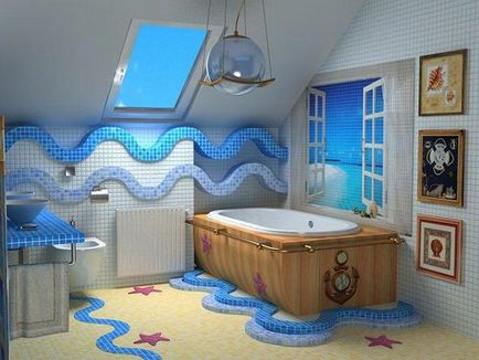 În stil de baie în stil de baie, design interior