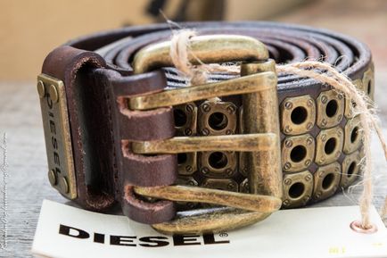 Чоловічий ремінь - diesel - з натуральної шкіри з заклепками