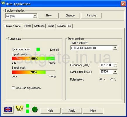 Configurarea unui card dvb tehnotrend tt-budget s-1401 pentru a lucra cu internet prin satelit prin satelit