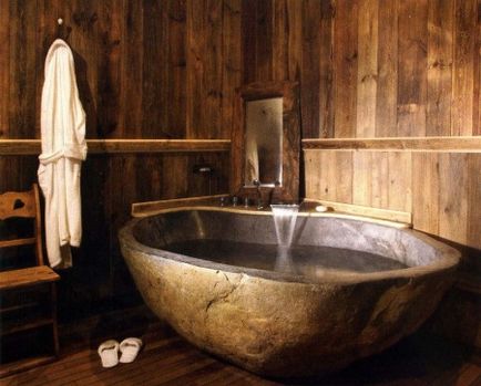 Finisaje de baie cu podele din lemn, pereți, mobilier, tapiterie din lemn și interior