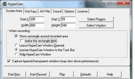 Програма для запису відео з екрану hypercam