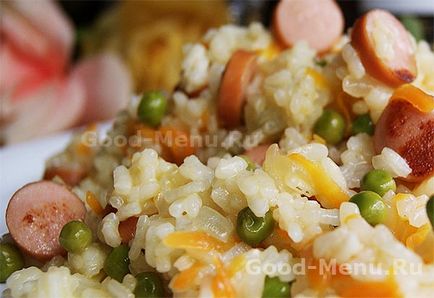 Rice kolbásszal - recept lépésről lépésre fotók