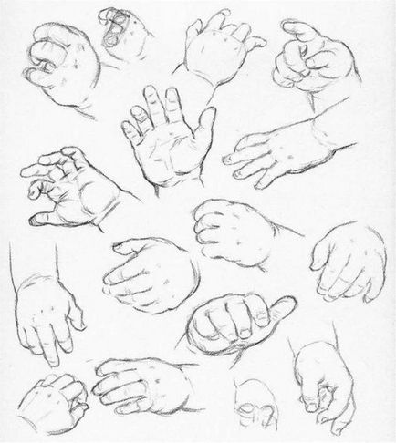 Mâinile, a treia parte, capul și mâinile desenate