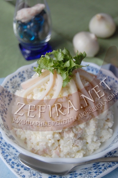 Saláta tintahal rizzsel és tojás „hófehér” - receptek szerető feleség