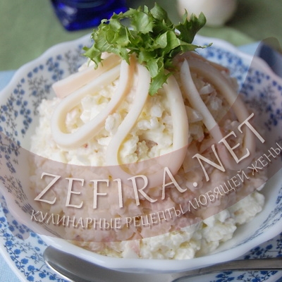 Saláta tintahal rizzsel és tojás „hófehér” - receptek szerető feleség