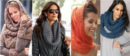 Шарфи-капюшони схеми в'язання - в'язання шарфа спицями для жінки