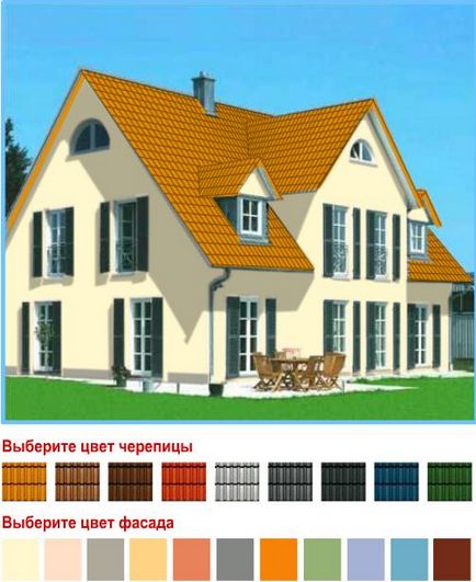 Поєднання кольорів фасаду будинку і даху