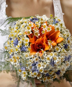 Buchet de nunta din garoafe si orhidee №179