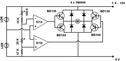 Dispozitivul de urmărire a soarelui - schematic