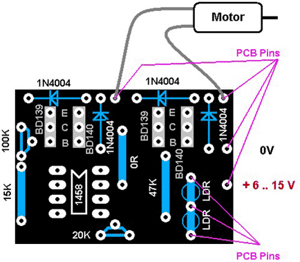 Dispozitivul de urmărire a soarelui - schematic