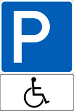 Insigna de parcare pentru persoanele cu handicap și zona de operare