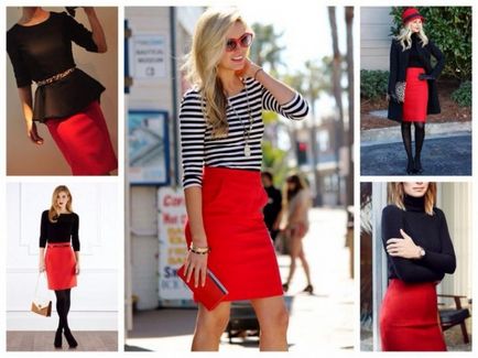 Яскраво-червоний і червоний кольори поєднання в одязі для яскравих образів
