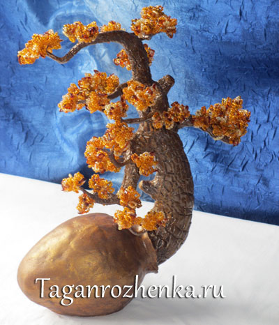 Bonsai gyöngy és borostyán (ragasztó evőkanál) Bonsai gyöngyök és borostyán