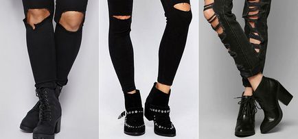 Чорні джинси з дірками на колінах і їх особливості
