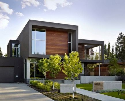 Design de case în stilul minimalismului exteriorul stilat al fațadei vilelor