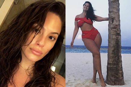 Ashley Graham își arătă fața fără machiaj și o figură în costum de baie roșie pe plajă, o bârfă