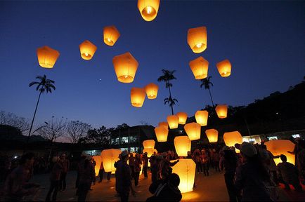 Festival ég lámpák Pingxi Taiwan, utazási hacker