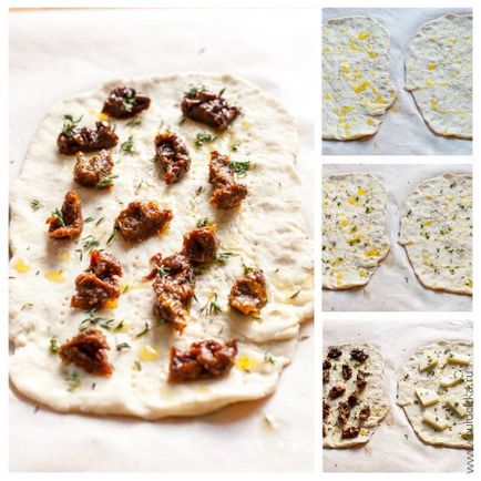 Focaccia szárított paradicsom, sajt és kakukkfű (paradicsom) Focaccia szárított paradicsom, sajt és kakukkfű